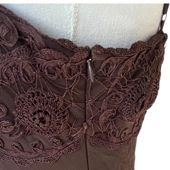 Stunning Sue Wong Chocolate Brown Lace Trim
Silk Slip Dress | Y2K - Picture 9 of 9